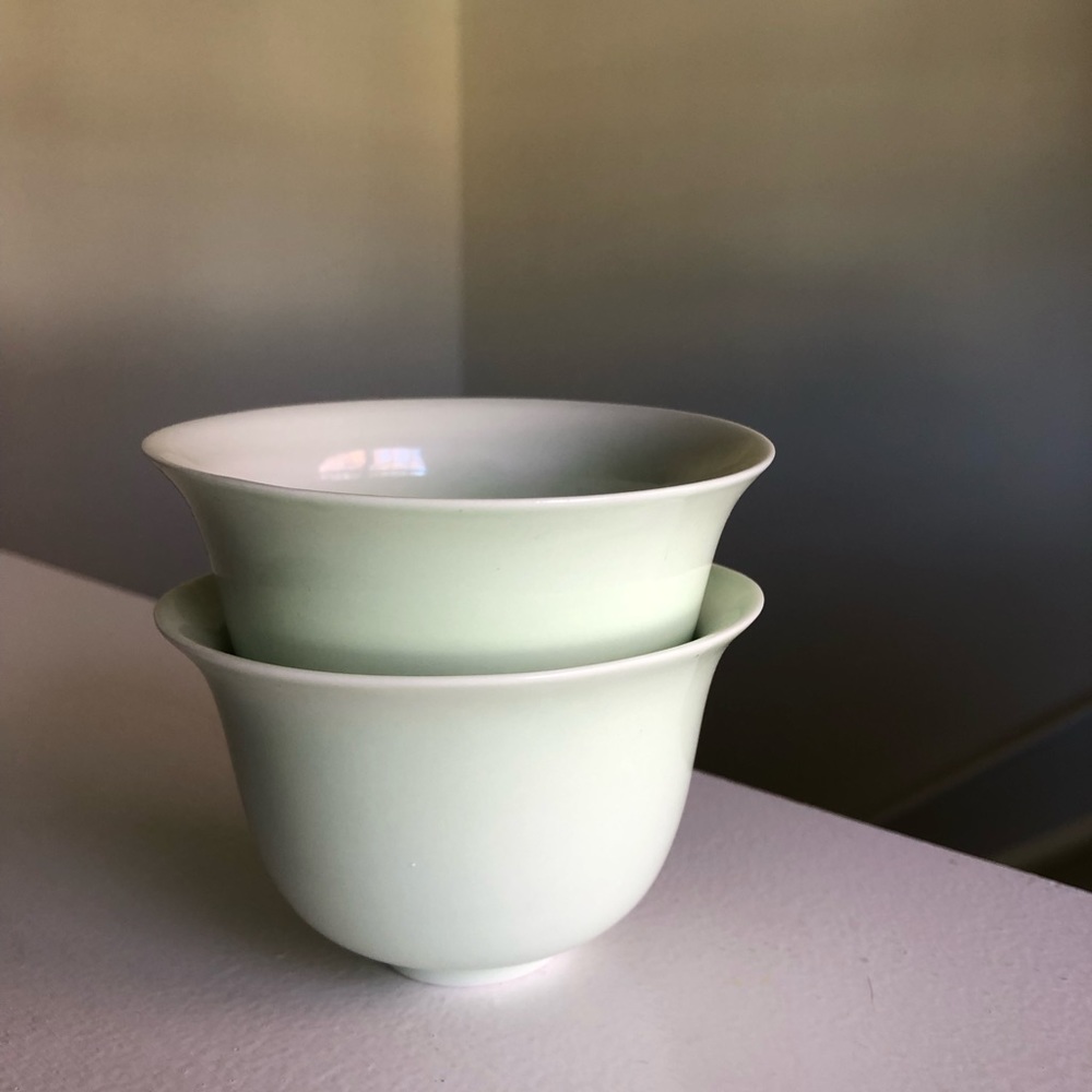 Seafoam Green Ceramic Tea Cup Set of 2
